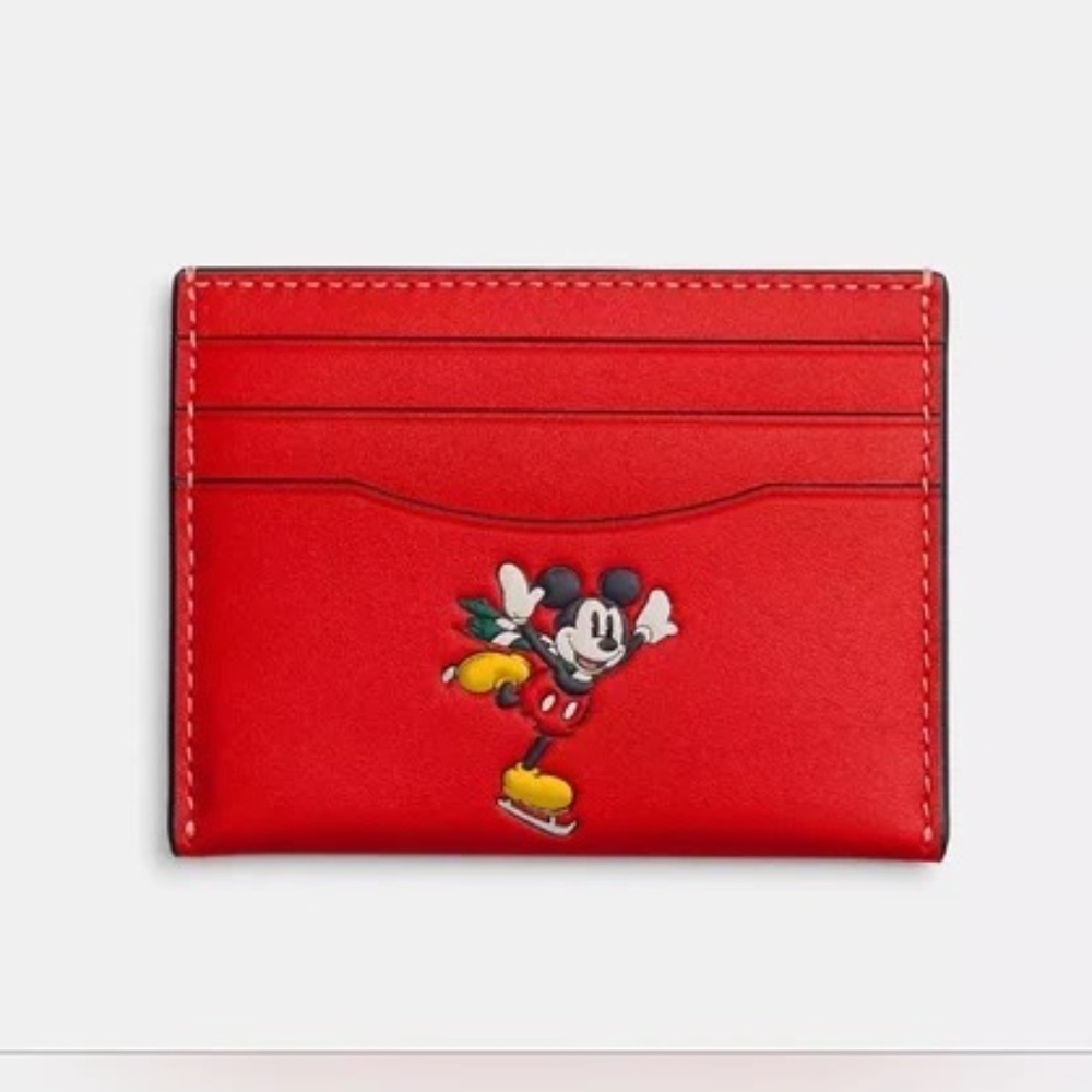 Disney X Coach Slim Id Card Case With Winter Motif NWT